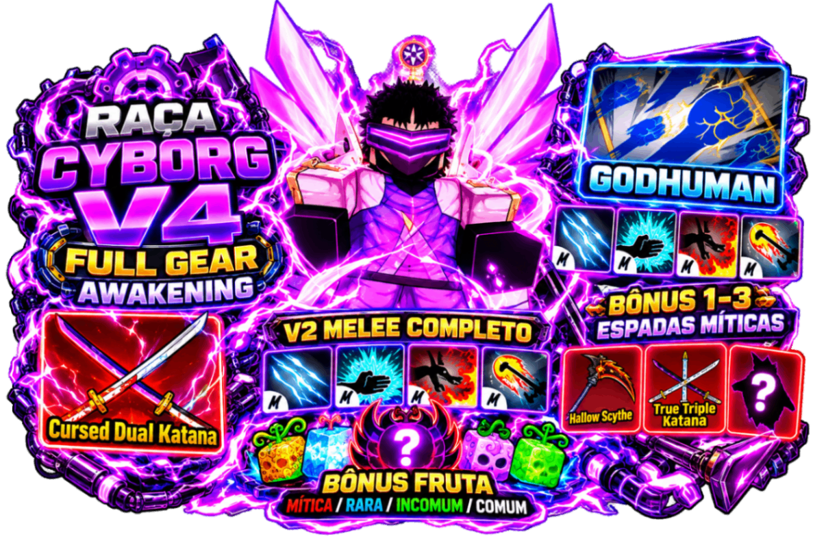 🤖 LVL 2800 + RAÇA V4 CYBORG FULL GEAR + GH + CDK